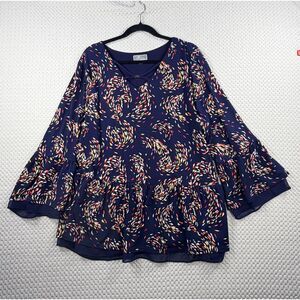 Plus Size: JM Collection Woman Navy Peplum Blouse - Size 3X